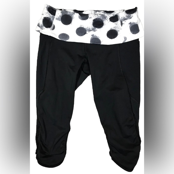 Lululemon tights black with mesh fold over waistband size 6 - Picture 2 of 8